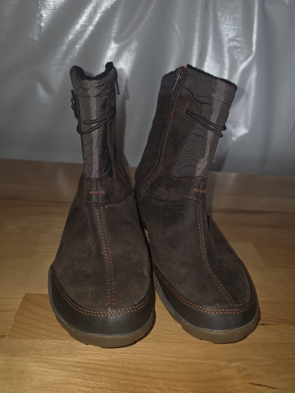 Merrell Dewbrook Winter Boots Women 9 Brown Leather Waterproof Insulated Zip